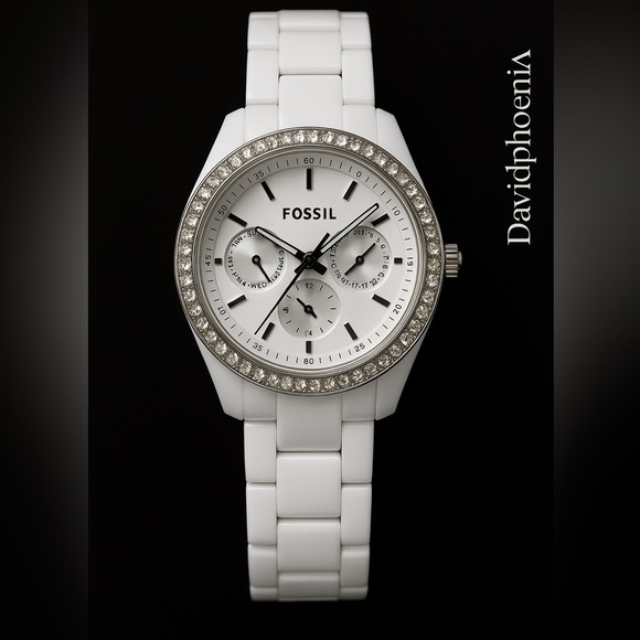 Fossil Women's White and Silver Watch with Crystal Details - Picture 1 of 6